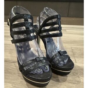 Bebe "Hastii" High Heels Black Strappy Size 8 Retails $129